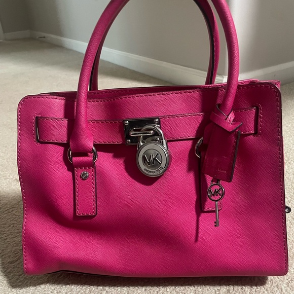Michael Kors Handbags - Michael Kors Hamilton Saffiano Leather Handbag in Hot Pink